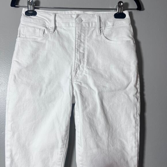 Good American Women’s 4/27 Good Straight White Jeans Raw Hem High Rise Stretch - Picture 10 of 10